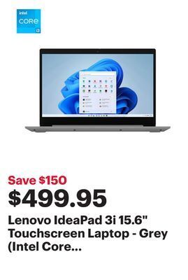 Best Buy Lenovo ideapad 3i 15.6 touchscreen laptop - grey (intel core i3-1115g4/256gb ssd/8gb ram/windows 11 s) offer
