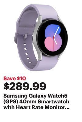 Best Buy Samsung galaxy watch5 (gps) 40mm smartwatch with heart rate monitor - silver/bora purple offer