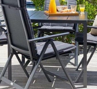 JYSK MADERUP TABLE Metal frame with a weather-resistant tabletop. 90x74x90 cm offer