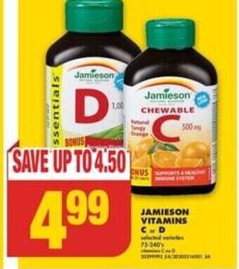 No Frills Jamieson vitamins C or D offer