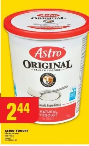 No Frills ASTRO YOGURT selected varieties 625-750g offer