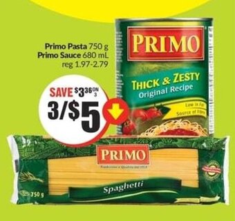 FreshCo Primo Pasta 750 g Primo Sauce 680 mL offer