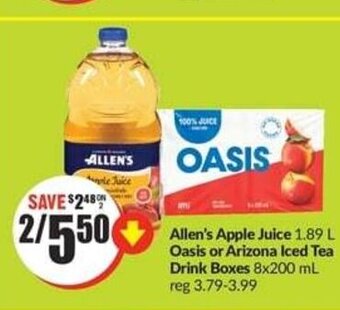 FreshCo Allen's Apple Juice 1.89 L offer