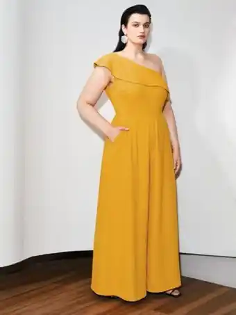 SheIn Motf x christian siriano plus one shoulder wide-leg jumpsuit offer