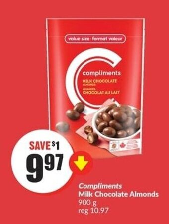 FreshCo Compliments Milk Chocolate Almonds 900 g offer