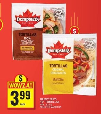 Food Basics DEMPSTER'S 10" TORTILLAS offer