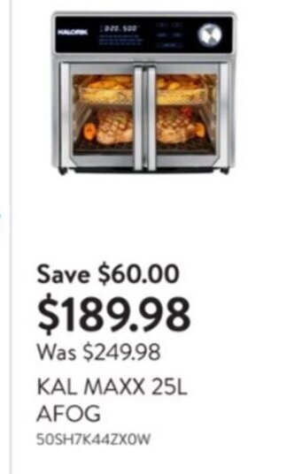 Walmart KAL MAXX 25L AFOG 50SH7K44ZXOW offer