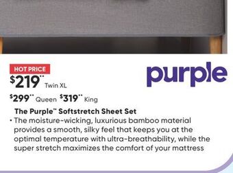 Sleep Country The purple™ softstretch sheet set offer