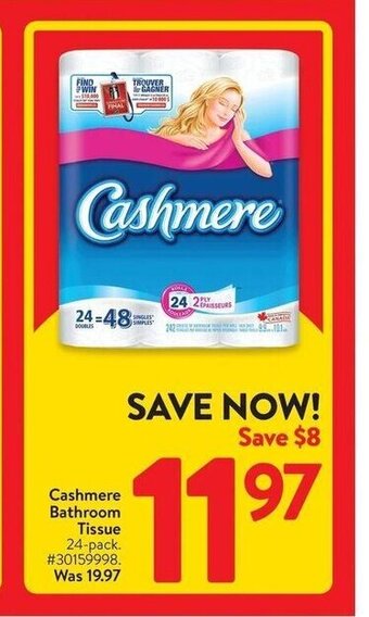 Walmart Cashmere Bathroom Tissue 24-pack offer