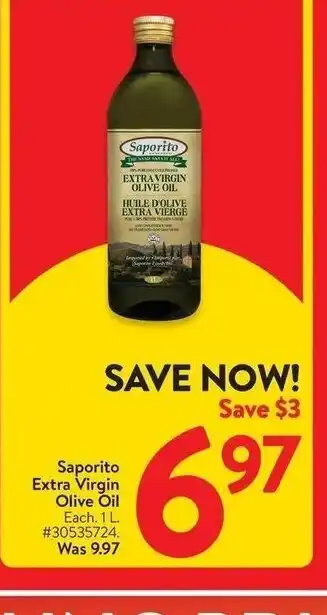 Walmart Saporito Extra Virgin Olive Oil Each. 1 L offer