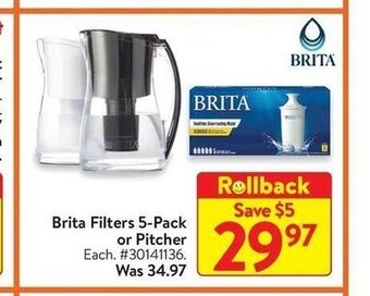 Walmart Brita Filters 5-Pack offer