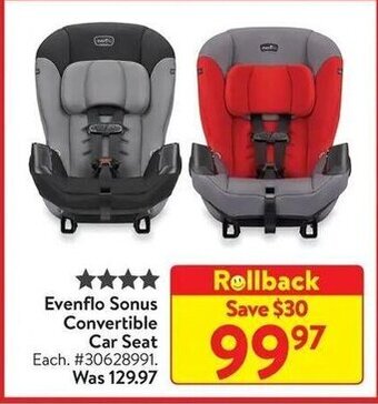 Walmart Evenflo Sonus Convertible Car Seat offer