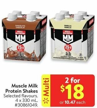 Walmart Muscle Milk Protein Shakes 4x330ml offer