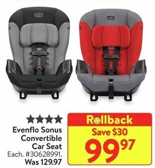Walmart Evenflo Sonus Convertible Car Seat offer