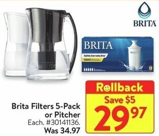 Walmart Brita Filters 5-Pack or Pitcher offer