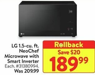 Walmart LG 1.5-cu. ft. NeoChef Microwave with Smart Inverter offer