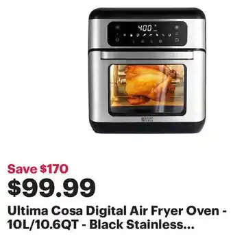 Best Buy Ultima Cosa Digital Air Fryer Oven - 10L/10.6QT - Black Stainless... offer