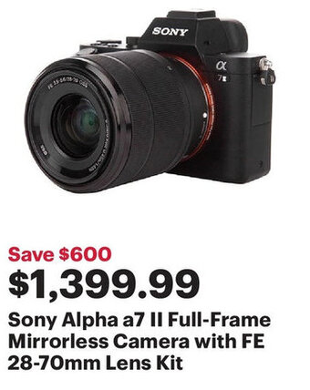 Best Buy Sony Alpha a7 II Full-Frame Mirrorless Camera with FE 28-70mm Lens Kit offer