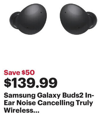 Best Buy Samsung Galaxy Buds2 In-Ear Noise Cancelling Truly Wireless... offer