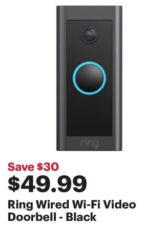 Best Buy Ring Wired Wi-Fi Video Doorbell - Black offer