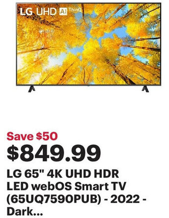 Best Buy LG 65" 4K UHD HDR LED webOS Smart TV (65UQ7590PUB) - 2022 - offer