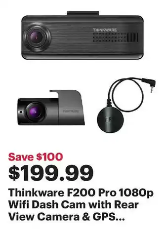 Best Buy Thinkware F200 Pro 1080p Wifi Dash Cam with Rear View Camera & GPS... offer
