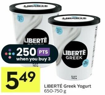 IGA LIBERTÉ Greek Yogurt 650-750 g offer