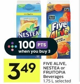IGA FIVE ALIVE, NESTEA or FRUITOPIA Beverages 1.75 L offer