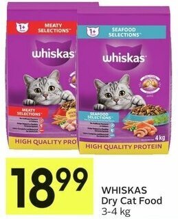 IGA WHISKAS Dry Cat Food 3-4 kg` offer
