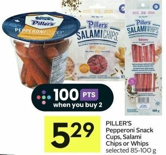 IGA PILLER'S Pepperoni Snack Cups, Salami Chips or Whips selected 85-100 g offer