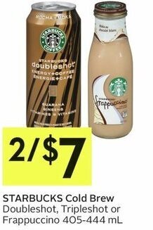 IGA STARBUCKS Cold Brew Doubleshot, Tripleshot or Frappuccino 405-444 mL offer