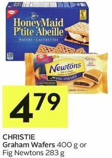 IGA CHRISTIE Graham Wafers 400 g or Fig Newtons 283 g offer