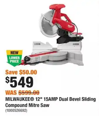 Home Depot 12-inch dual bevel sliding compound mitre saw offer