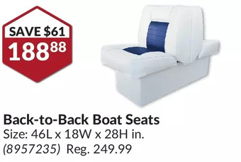 Princess Auto Back-to-back boat seats offer