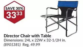 Princess Auto Director chair with table offer