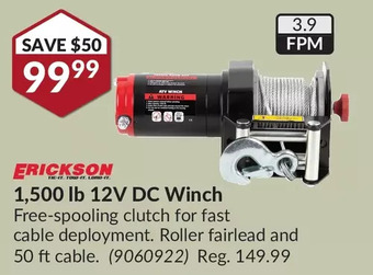 Princess Auto Erickson 1,500 lb 12v dc winch offer