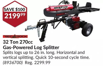 Princess Auto Red rock 32 ton 270cc gas-powered log splitter offer