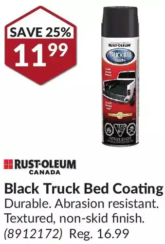 Princess Auto Rust-oleum black truck bed coating offer