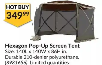 Princess Auto Hexagon pop-up screen tent offer