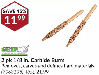 Princess Auto Grip 2 pk 1/8 in. carbide burrs offer