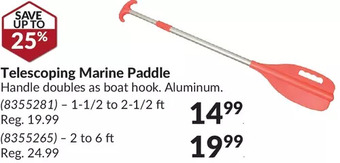 Princess Auto Telescoping marine paddle offer