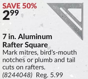 Princess Auto 7 in. aluminum rafter square offer