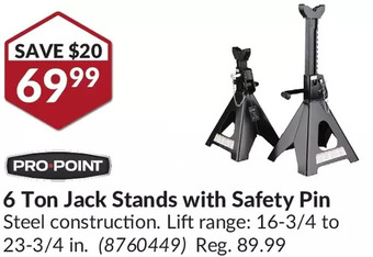 Princess Auto Pro.point 6 ton jack stands with safety pin offer