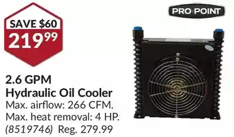 Princess Auto Pro.point 2.6 gpm hydraulic oil cooler offer
