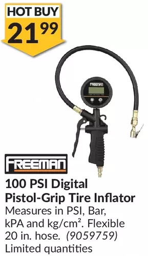 Princess Auto Freeman 100 psi digital pistol-grip tire inflator offer