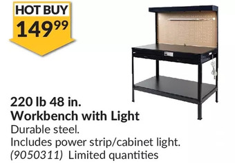 Princess Auto 220 lb 48 in. workbench with light offer