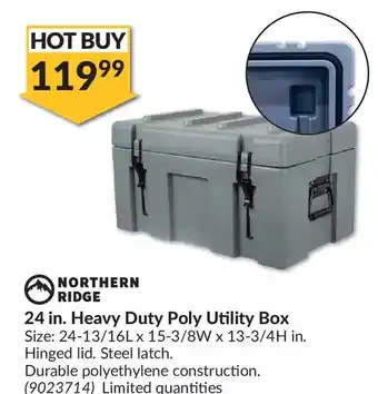 Princess Auto Northern ridge 24 in. heavy duty poly utility box offer