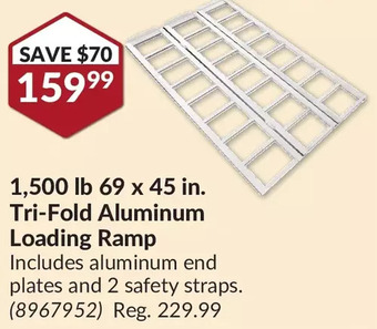 Princess Auto Erickson 1,500 lb 69 x 45 in. tri-fold aluminum loading ramp offer