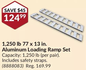Princess Auto Erickson 1,250 lb 77 x 13 in. aluminum loading ramp set offer
