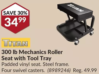 Princess Auto Titan 300 lb mechanics roller seat with tool tray offer